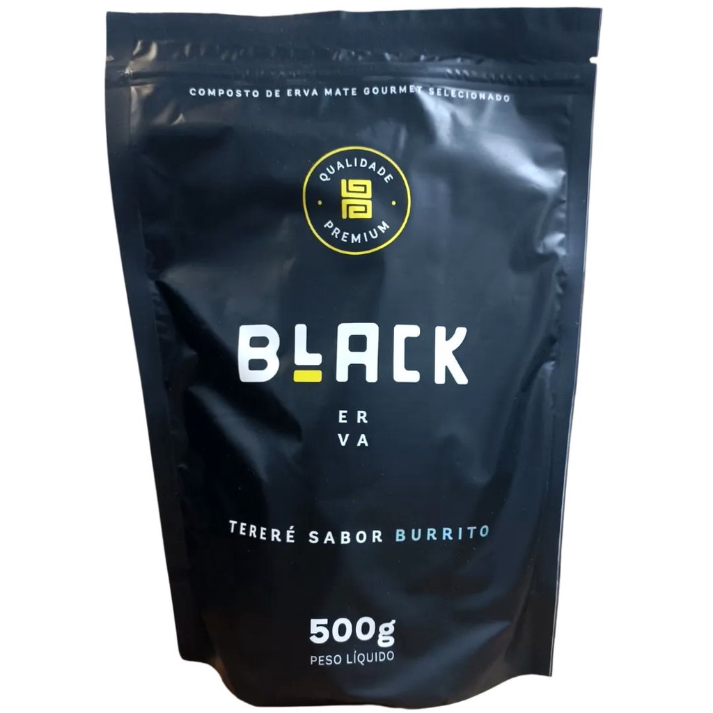 Erva mate para terere Black Erva com 500 gramas. Sabor: BURRITO.