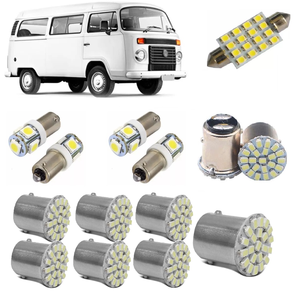 Kit Lâmpada Led Kombi Pingo Teto Placa Ré Freio Pisca