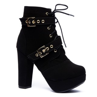 Bota Coturno Feminino Meia Pata Salto Alto Grosso 13 Cm