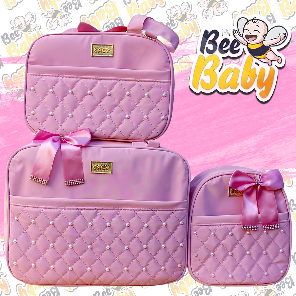 Kit Bolsas Maternidade de Pérola Para Bebê Menina e Menino Bee BABY