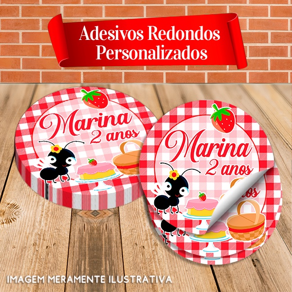 Adesivos Redondos Personalizados Picnic