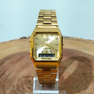 Relógio Cásio Vintage Retrô Unissex AQ-230 Dourado