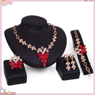 Conjunto De Jóias Com Pingente De Uva De Strass LK-Mulheres Rhinestone Colar Brincos De Cravo Anel Pulseira Joias