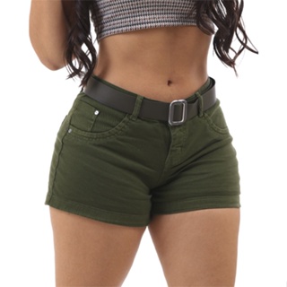 Short Feminino Curto Brim C/lycra Verde Super Linda em Oferta na Shopee