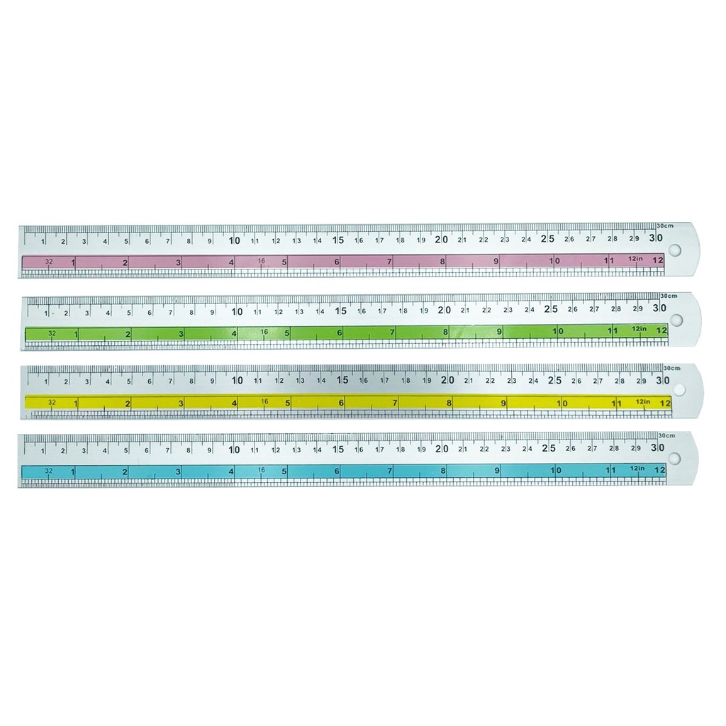 Régua Escolar 30cm Resistente  Alumínio Diversas Cores Rosa Azul Verde Amarelo em Oferta na Shopee