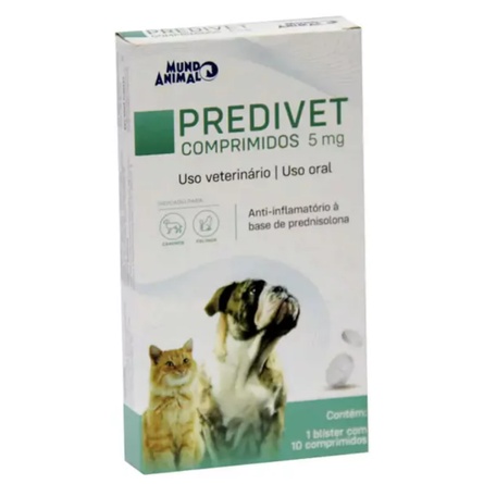 Predivet 5mg 10 Comprimidos para Cães e Gatos Mundo Animal - Pets