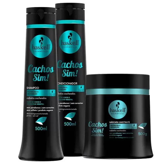 Kit Haskell Cachos Sim! Sh. Cond. Masc. 500ml - Nutrição e Definição