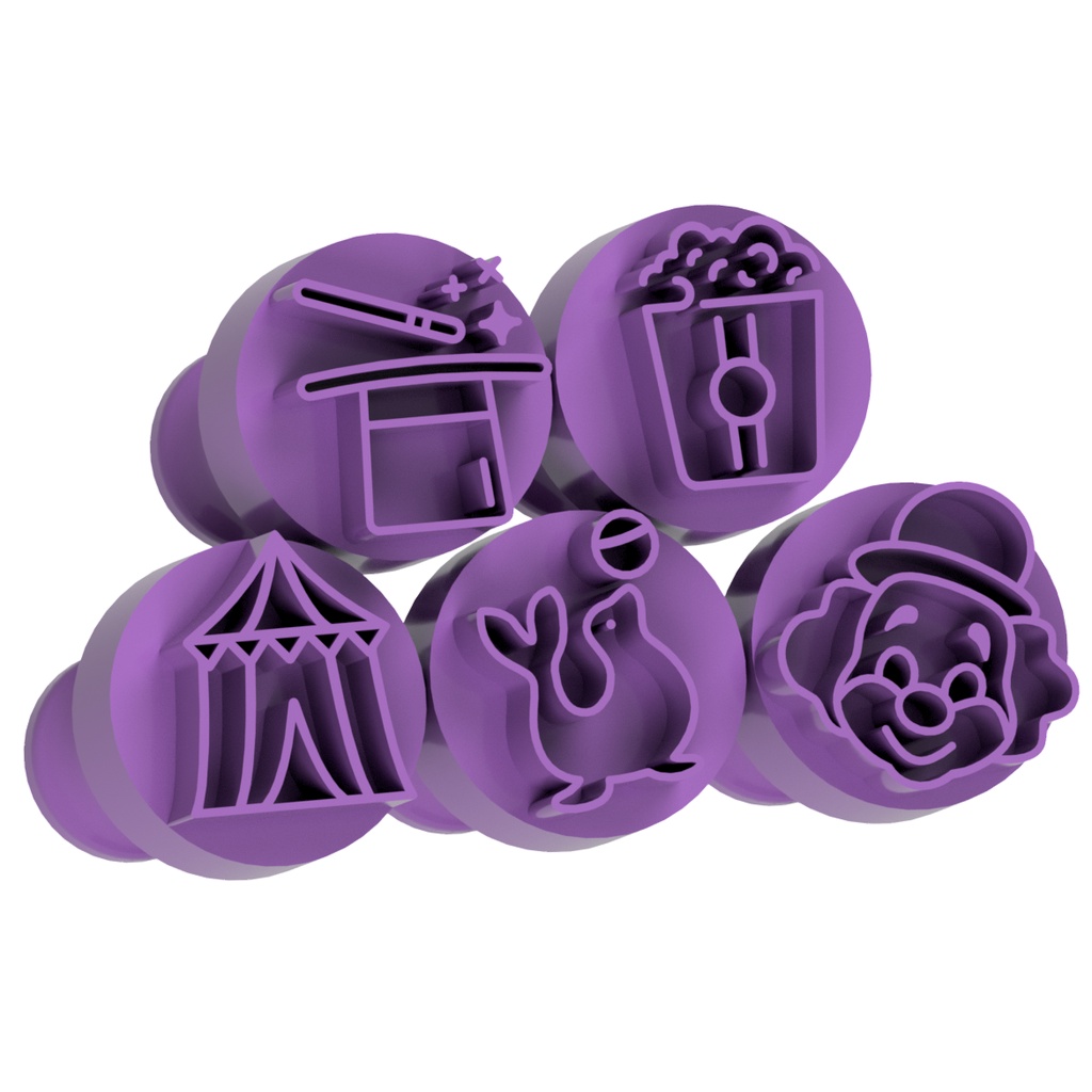 Carimbo para Brigadeiro e Doces - Circo 1 - Kit com 5 unidades em Oferta na Shopee