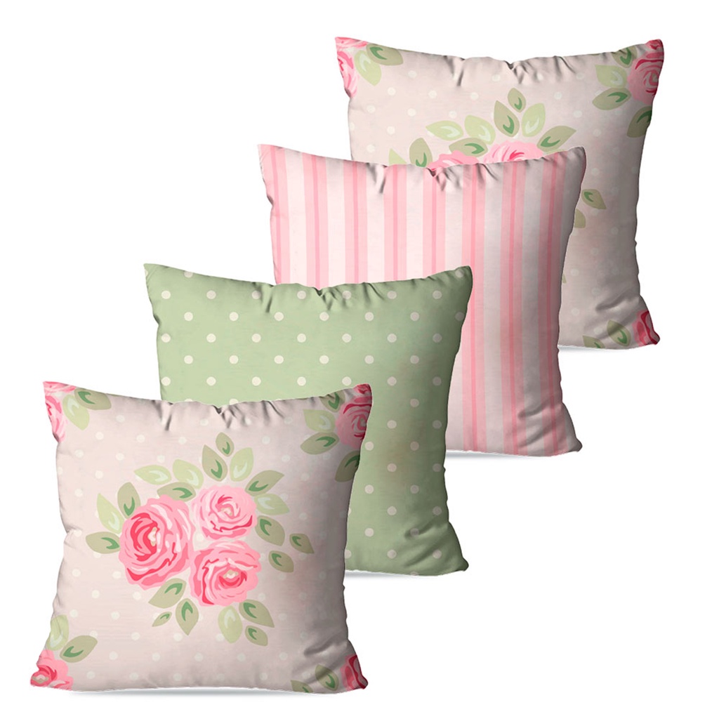 Kit 4 Capas de Almofadas Decorativa 45x45 Decoração Flores Rosas Dcorô 45x45 cm em Oferta na Shopee