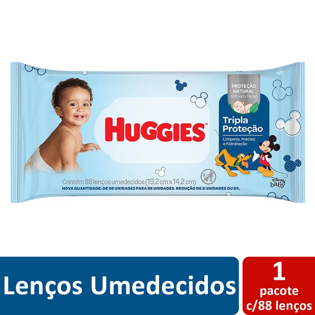 Lenços Umedecidos Huggies Tripla Proteção - 1 Pacote C/88 - Mom & Baby