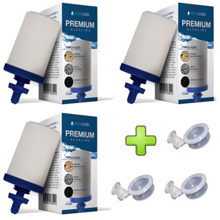 Kit 3 Velas Oasis Tripla Ação Para Filtro Barro + 3 Boias Dosadoras