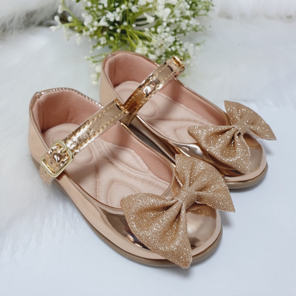 Sapatilha Infantil Feminina Confortável  Laço Glitter Ponta 16 ao 34