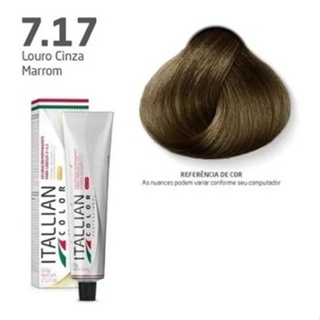Coloração Itallian Color - Louro Cinza Marrom 7.17 em Oferta na Shopee