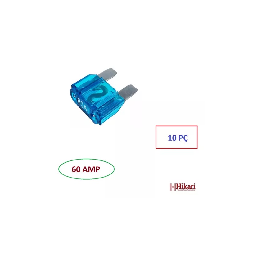 Kit 10 Fusivel Automotivo Grande Max 60 Amper Hk3060