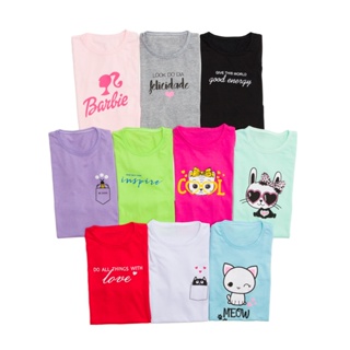 kit pacote com 9 Camiseta  T-shirt Babylook Feminina juvenil 2 à 16 anos Meninas em Oferta na Shopee