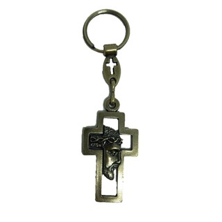 Chaveiro Perfil Jesus Cristo Metal Dourado Católico Religioso