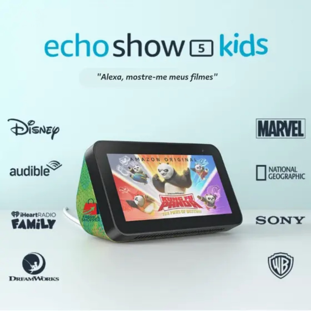 Caixa de Som Amazon Echo Show 5 Kids 2 Geração com Tela 5.5" / Alexa / Bluetooth