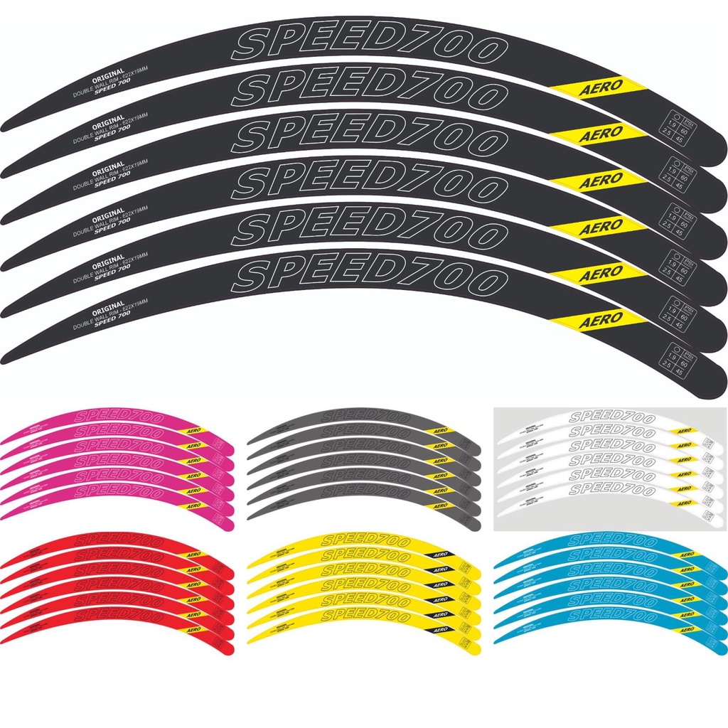 6 Adesivos Aro Speed 700 kit para 1 roda bicicleta cores