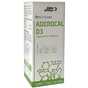 Nutrisana Aderocal D3 20ml Suplemento Vitaminico para Cães e Gatos Mundo Animal - Pets