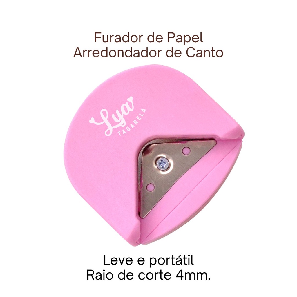 Furador Cantoneira Arredondador Cantos Papel Rosa ou Preto Portátil em Oferta na Shopee