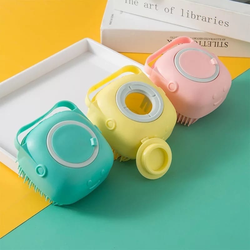 Esponja De Silicone Banho Com Dispenser Sabonete Escova Crianças, Pets lindas cores tons solidos fofo cute