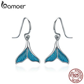 Brinco Bamoer 925 Prata Sereia Padrão Cauda De Acessórios De Moda Adequadas SCE065