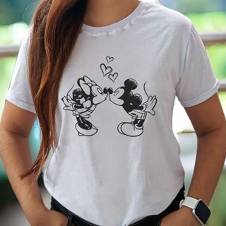 T-shirt feminina Minnie e Mickey 100% algodão fio 30.1 penteado