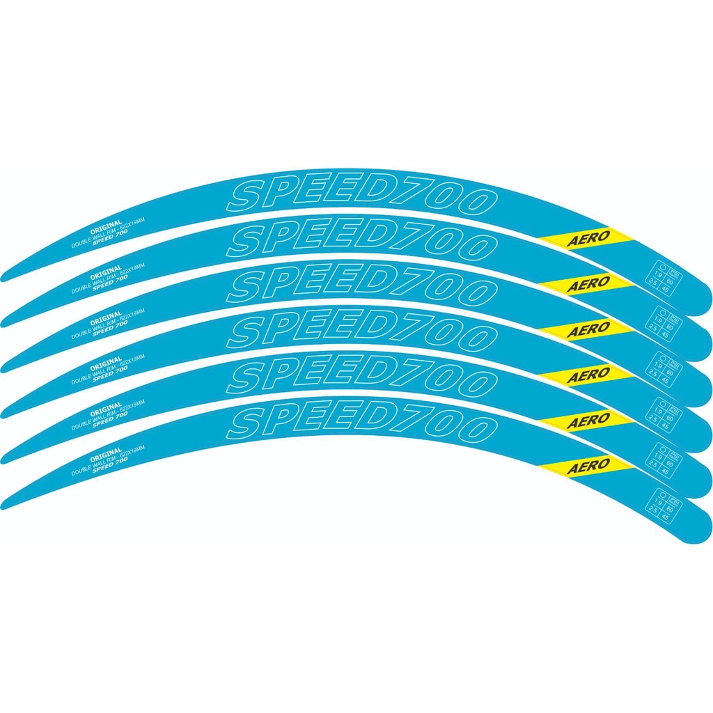 6 Adesivos Aro Speed 700 kit para 1 roda bicicleta Azul