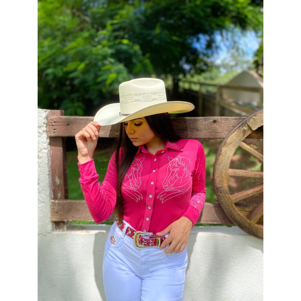 Body Lux Country Manga Longa Modelador Pedraria Strass Dois Cavalos