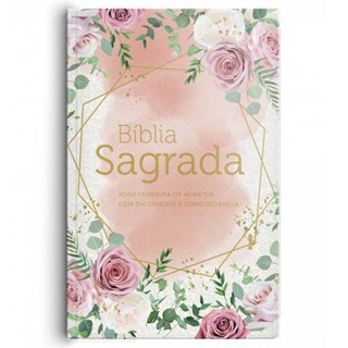Bíblia Rosas Blush | ARC | Letra Gigante | Dicionário Bíblico e Concordância | Capa Semi-Luxo