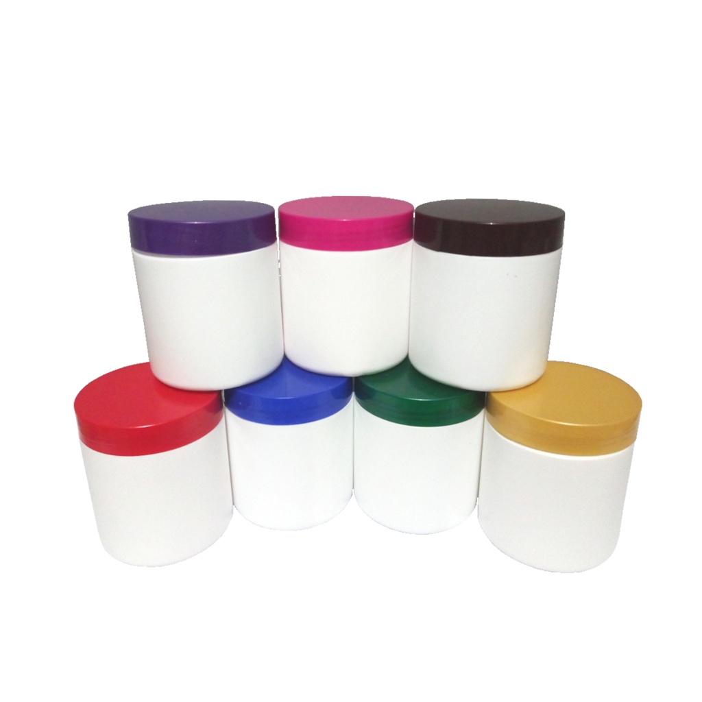 5 POTES 500G VAZIO COM TAMPAS - PEAD