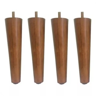 Kit 4 Pé Palito 25cm Madeira Sofá Puff Cama Box Mesa