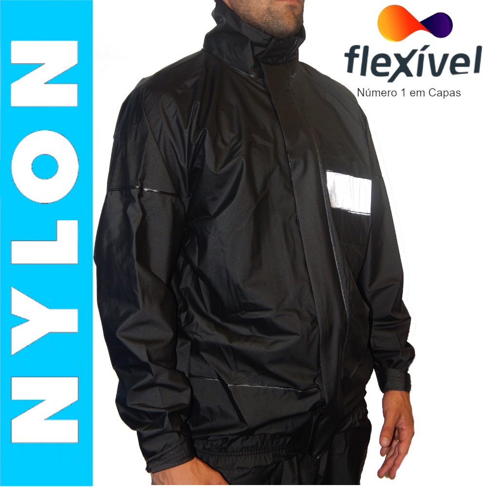 Capa Chuva Nylon Roupa Conjunto Motoqueiro Impermeável Flex