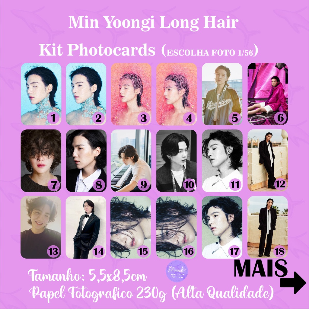 Min Yoongi Long Hair - Kit Photocards Suga/Min Yoongi - Escolha Foto 1/56 Ler Descrição em Oferta na Shopee