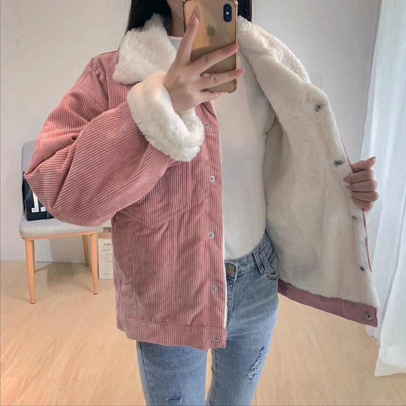 Moda Inverno Nova Manga Longa Sólida Quente Vintage Sólido De Um Só Peito Casaco De Veludo...