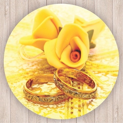 Painel Decorativo Casamento Bodas De Ouro Aliança Flores 50x50