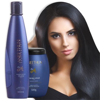 Kit De Hidratação Shampoo + Máscara de Silicone, E Queratina Aneethun Linha A Profissional 550 ml