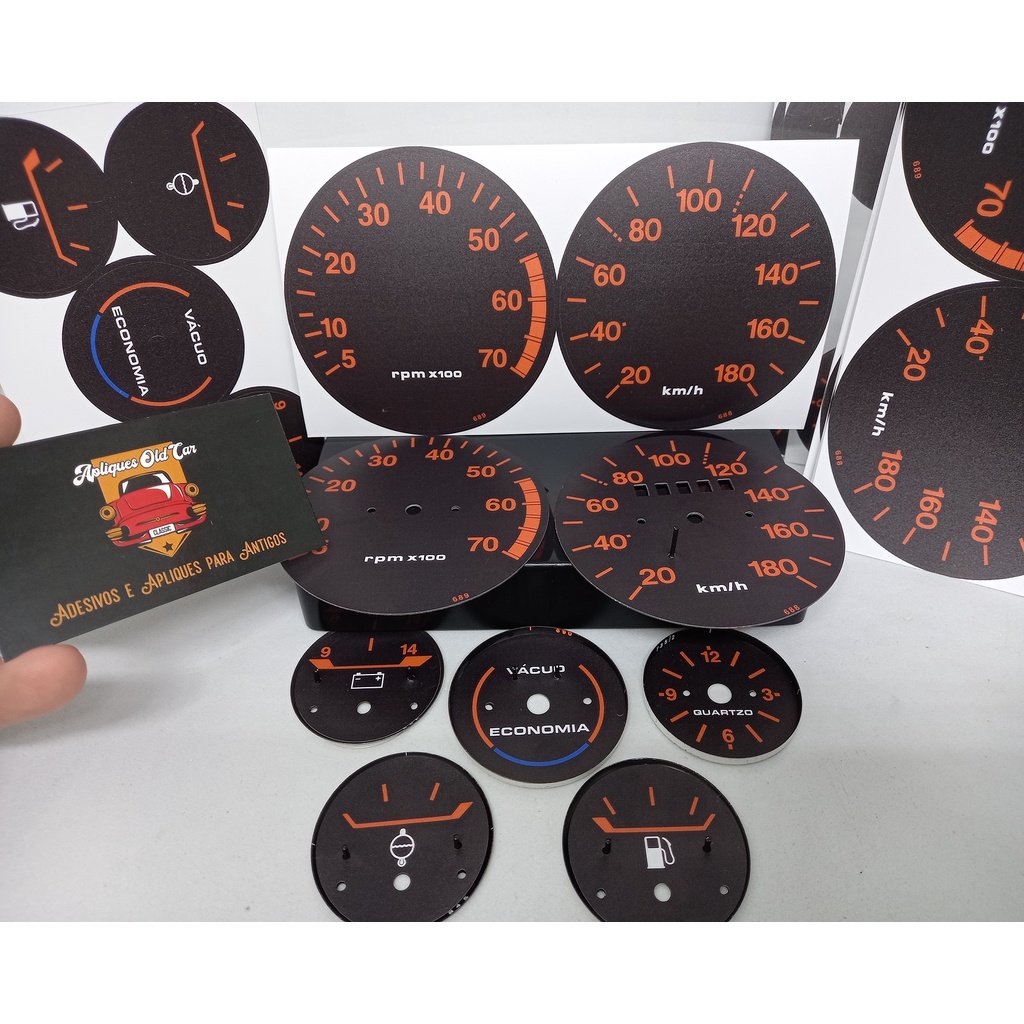 Apliques Painel Chevette GT SR - Kit Completo De Adesivos P/ Restauração Dos Instrumentos - Vinil Laminado p/Envelopamento Proteção UV.