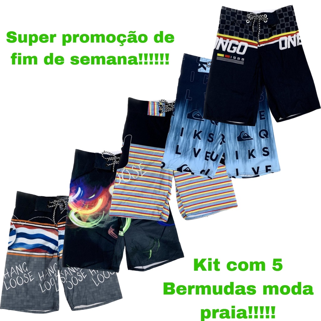 Shorts Bermuda Praia de Tactel Masculino várias estampas - Ótimo para dias quentes de diversão.