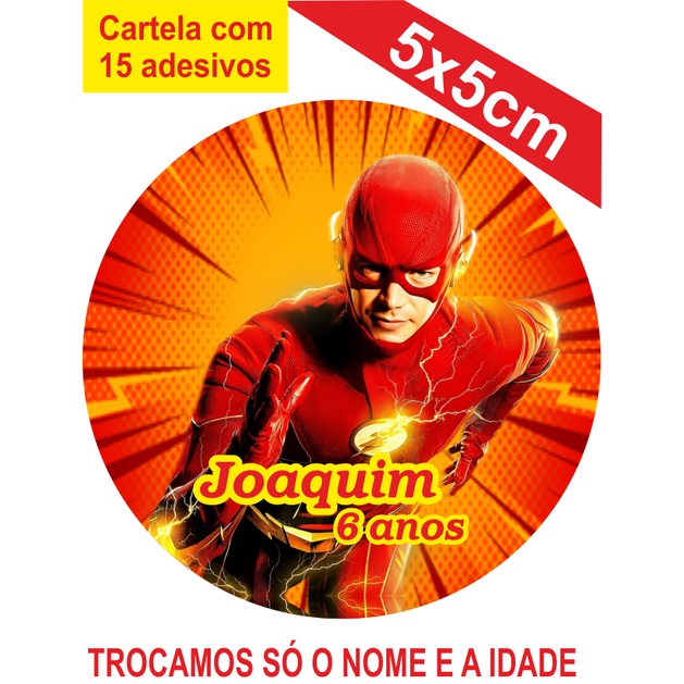 Adesivos FLASH  Personalizados 5x5cm Festa Aniversário Lembrancinha em Oferta na Shopee