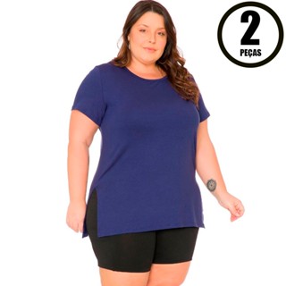 Kit 2 blusas Básicas Plus Size Feminina Lisa Viscolycra G1, G2 e G3
