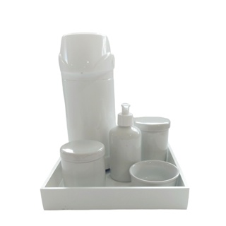 Kit Higiene Bebê Porcelana Menino Menina Potes Molhadeira Garrafa Térmica Pump Saboneteira e Bandeja Branca em Oferta na Shopee
