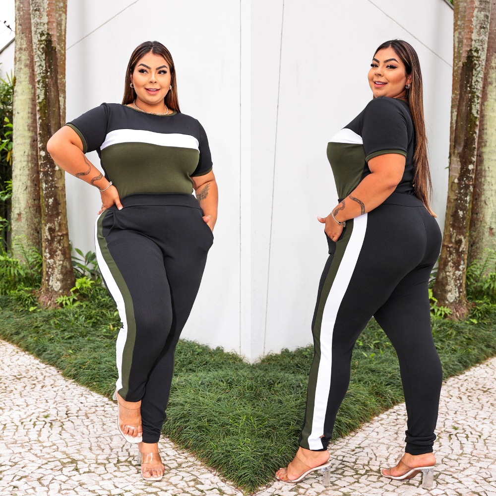Conjunto Plus Size Calça Blusa Feminina Moda Outono/inverno Conjunto Feminino Calça Jogger Frio Moleton