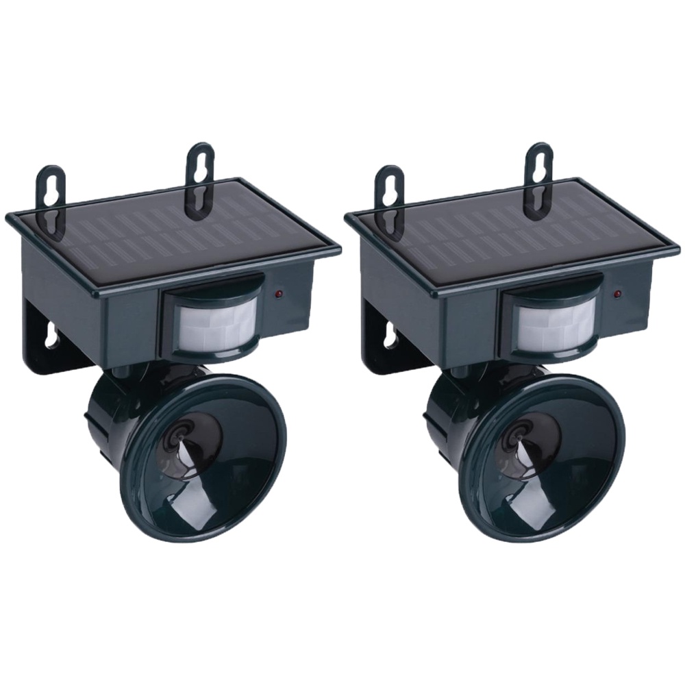 Repelente Solar Ultrassonico Jardim Kit 2 Uni Afasta Pombo Aves Praga Rato Detecta Movimento Presença