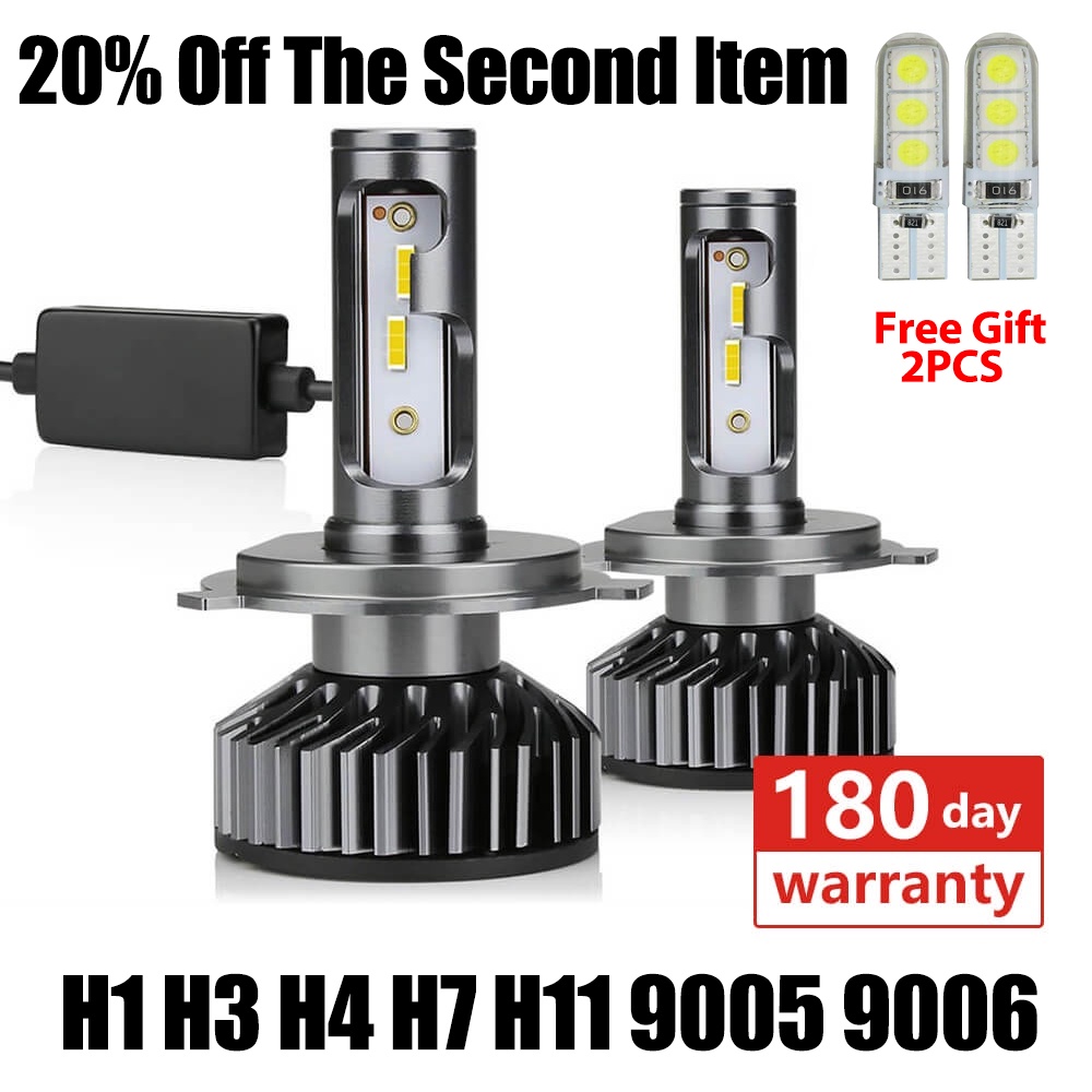 2pçs Lâmpada LED Carro H4 Farol Automático H1 H3 H7 H11 9005 9006