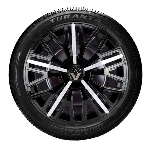 Jogo 4 Calota Triton Sport Aro 14 Preta/ Prata Renault Sandero Clio
