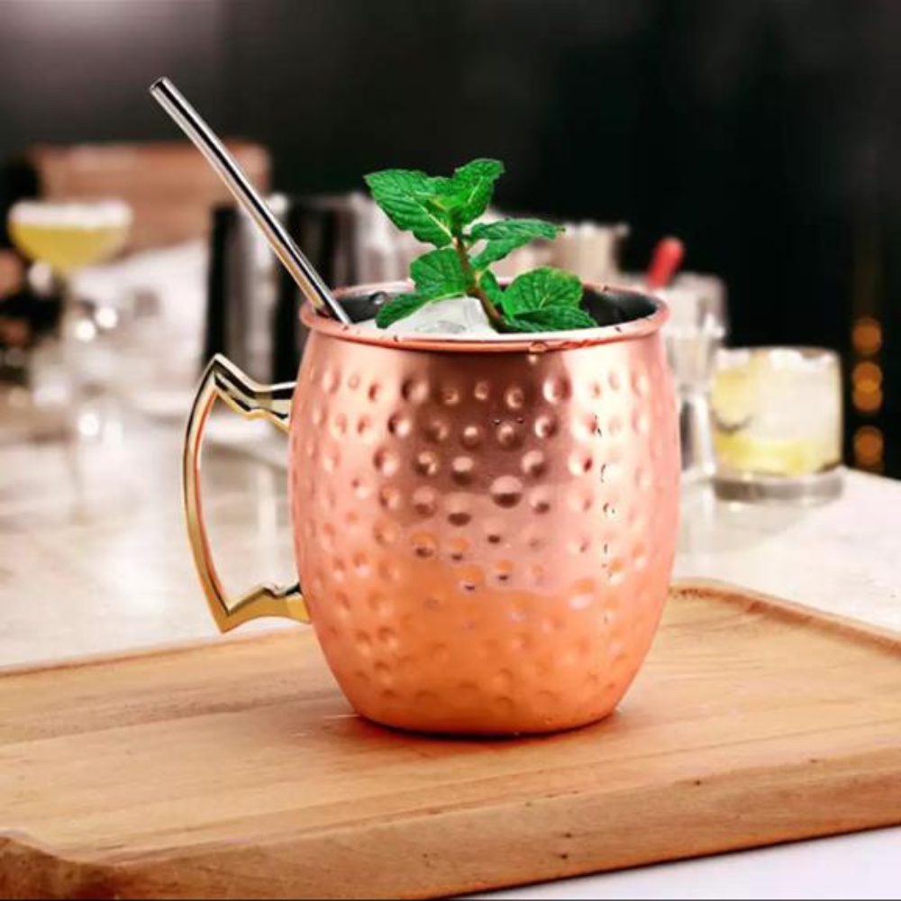 Caneca Moscow Mule Em Cobre Puro Martelada 500 Ml Impermeabilizada