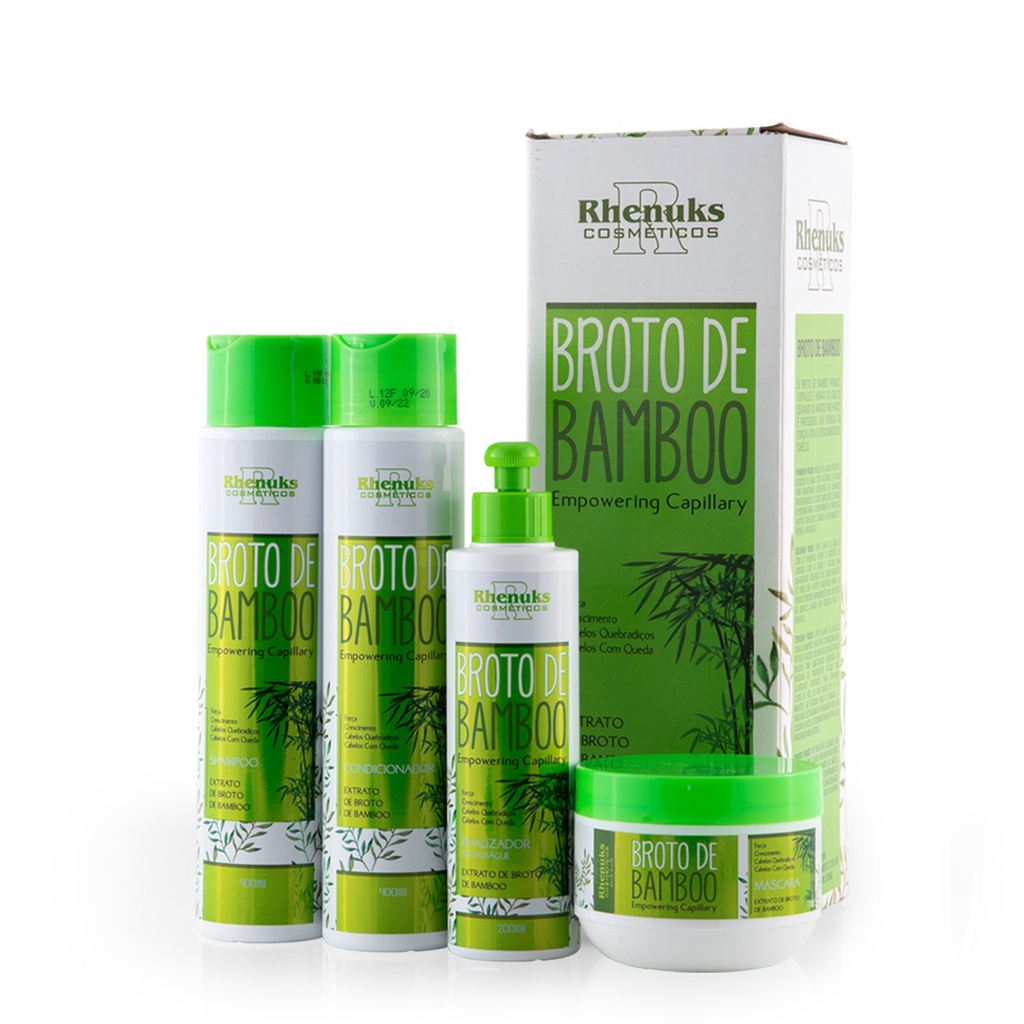 kit  Broto de Bamboo Rhenuks, Fortalece e Hidrata Shampoo Condicionador Máscara Finalizador