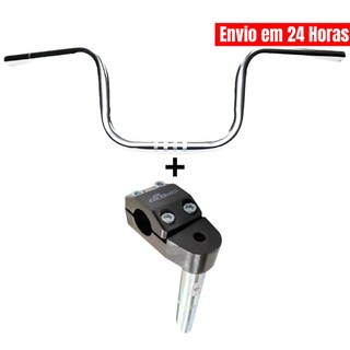 Guidão Tipo Cg Motoboy Bike Cromado C/ Suporte Frontal Mesa