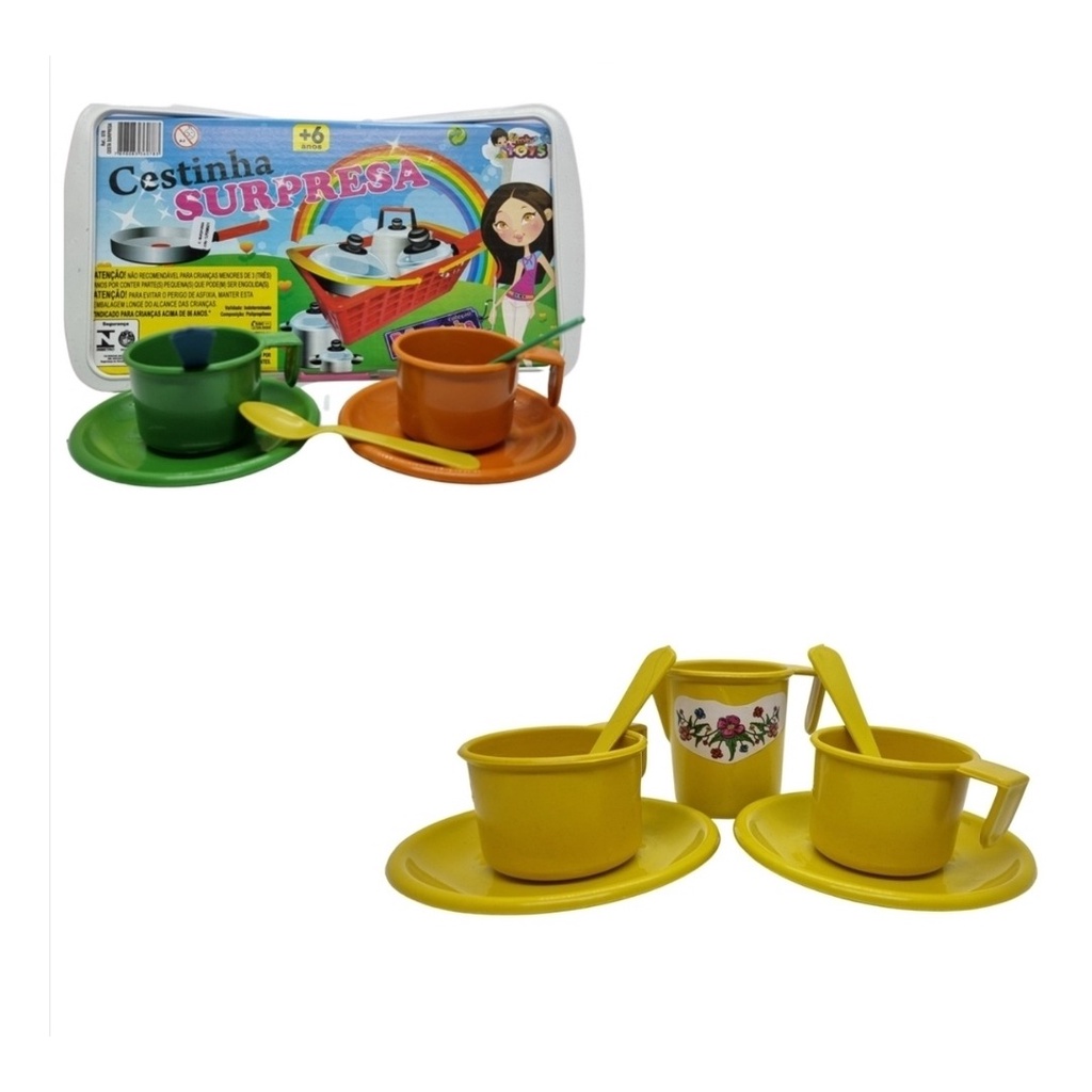 Kit Cestinha Supresa Mais Meu Kit Café Brinquedo 15 Pcs Brin